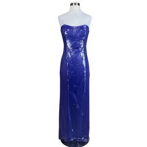 Aidan Mattox Sequined Strapless Long Column Evening Gown Purple Size 8 Dress
